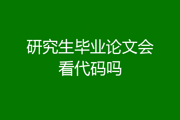 研究生毕业论文会看代码吗