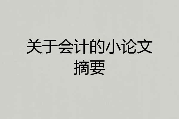 关于会计的小论文摘要