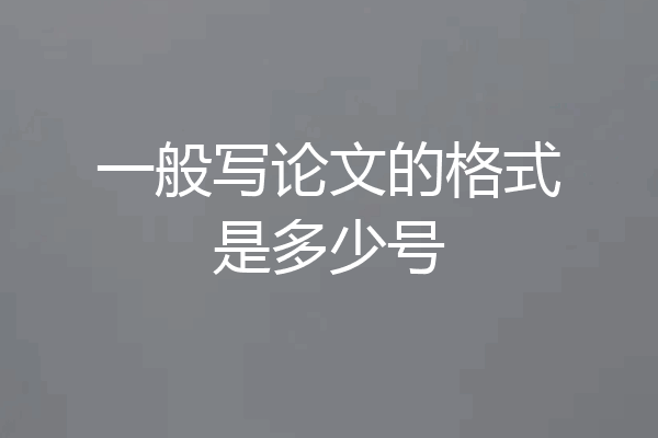 一般写论文的格式是多少号