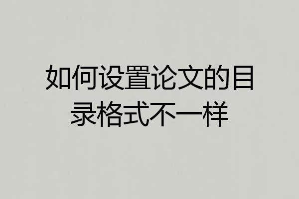 如何设置论文的目录格式不一样