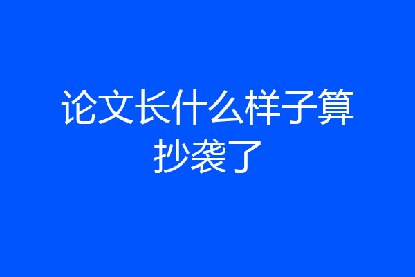 论文长什么样子算抄袭了