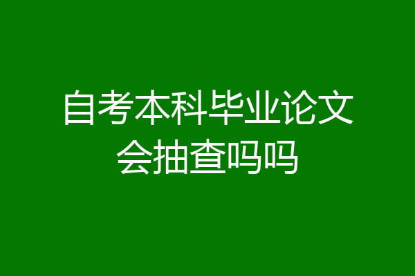 自考本科毕业论文会抽查吗吗