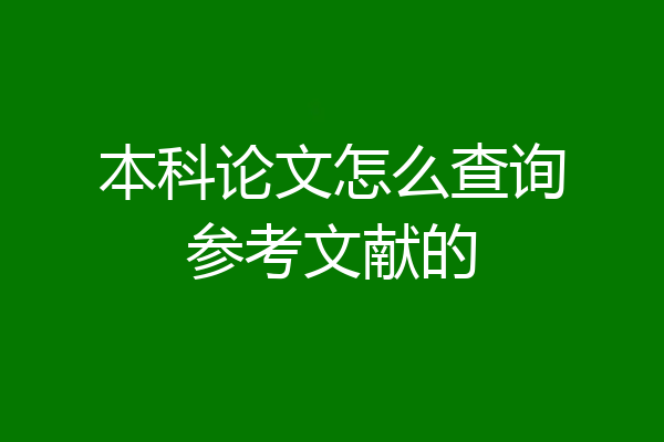 本科论文怎么查询参考文献的