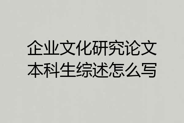 企业文化研究论文本科生综述怎么写