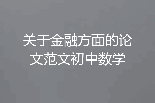 关于金融方面的论文范文初中数学