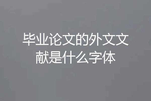 毕业论文的外文文献是什么字体