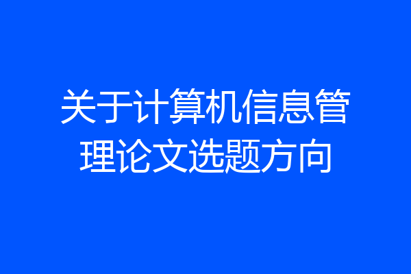 关于计算机信息管理论文选题方向