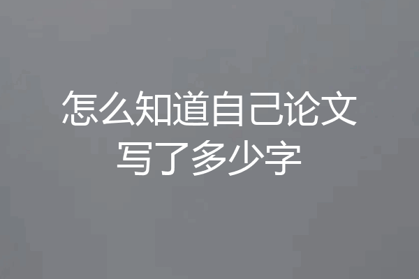 怎么知道自己论文写了多少字