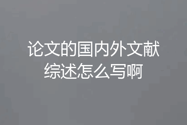论文的国内外文献综述怎么写啊