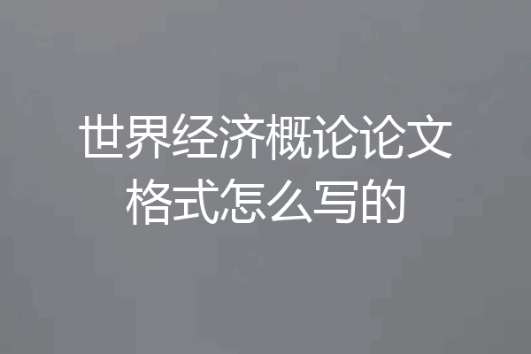 世界经济概论论文格式怎么写的
