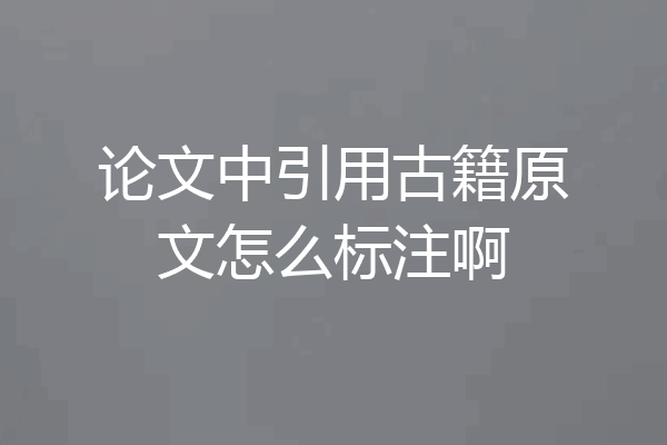 论文中引用古籍原文怎么标注啊