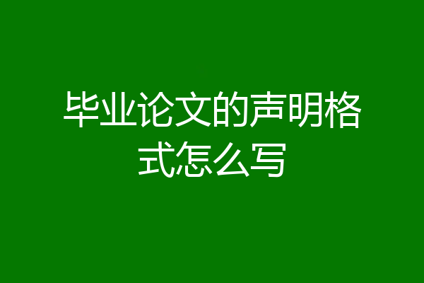 毕业论文的声明格式怎么写