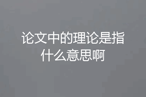 论文中的理论是指什么意思啊