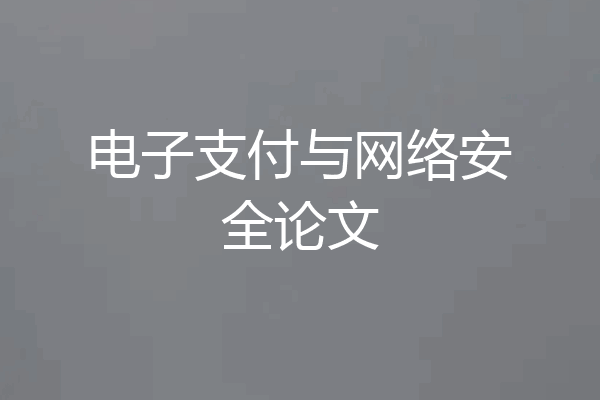 电子支付与网络安全论文