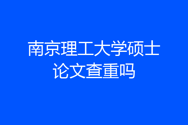 南京理工大学硕士论文查重吗