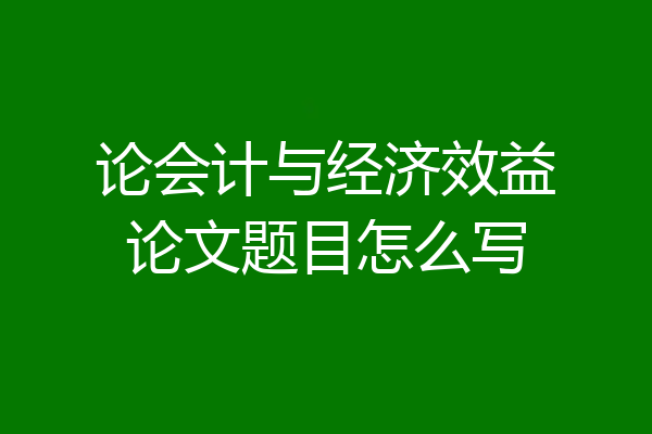 论会计与经济效益论文题目怎么写