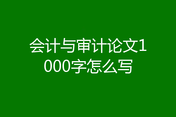 会计与审计论文1000字怎么写