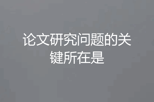 论文研究问题的关键所在是