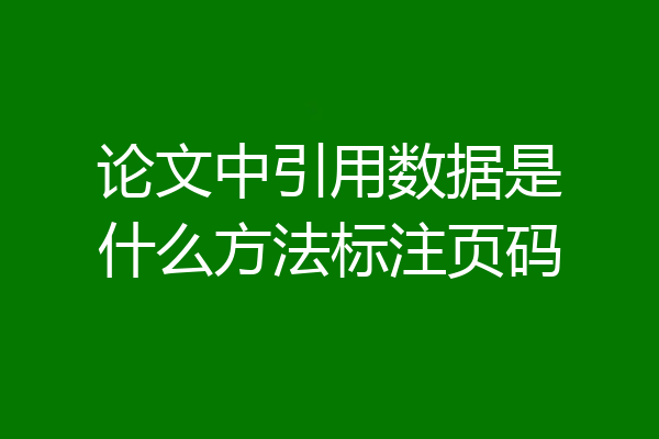 论文中引用数据是什么方法标注页码