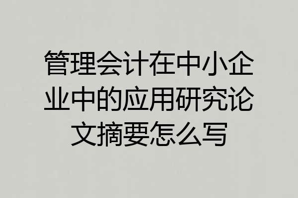 管理会计在中小企业中的应用研究论文摘要怎么写