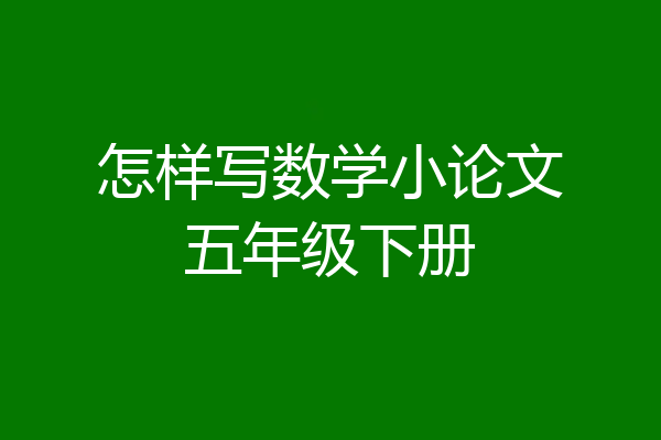 怎样写数学小论文五年级下册