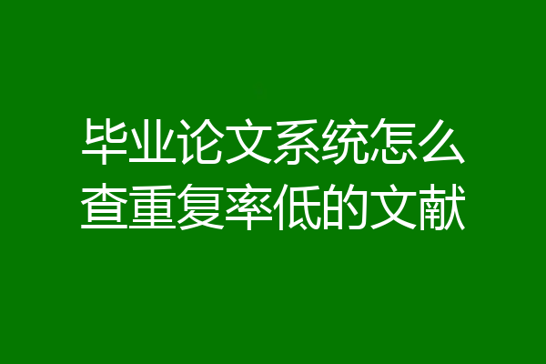 毕业论文系统怎么查重复率低的文献