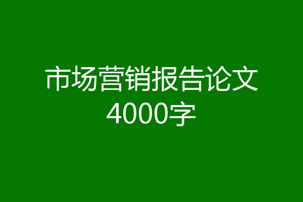 市场营销报告论文4000字