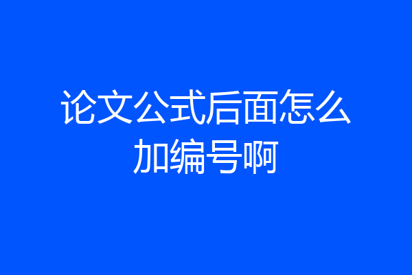 论文公式后面怎么加编号啊
