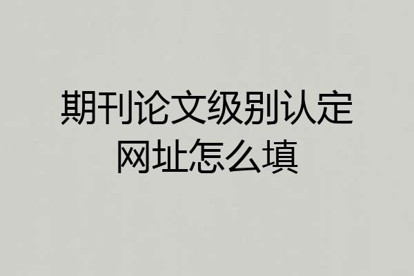 期刊论文级别认定网址怎么填