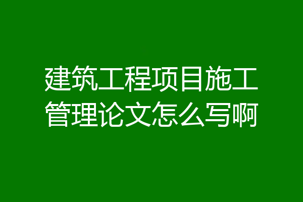 建筑工程项目施工管理论文怎么写啊