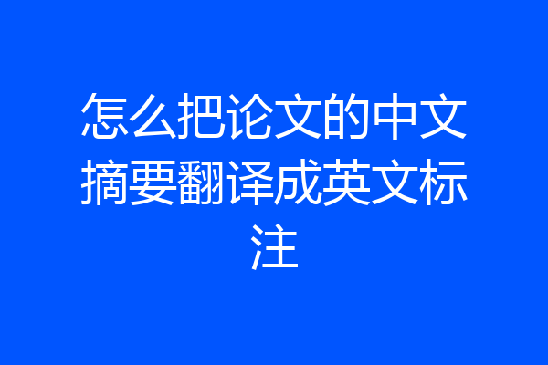 怎么把论文的中文摘要翻译成英文标注