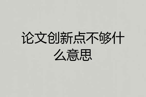 论文创新点不够什么意思