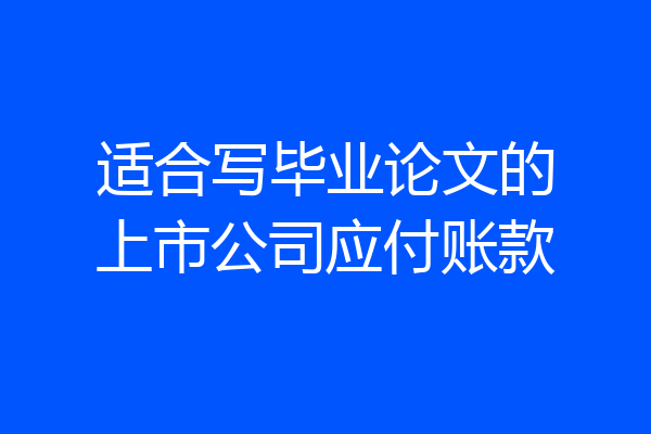 适合写毕业论文的上市公司应付账款