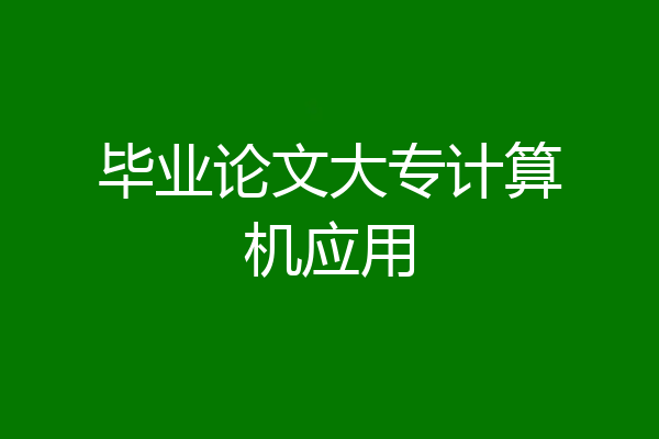 毕业论文大专计算机应用
