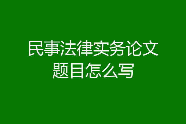 民事法律实务论文题目怎么写