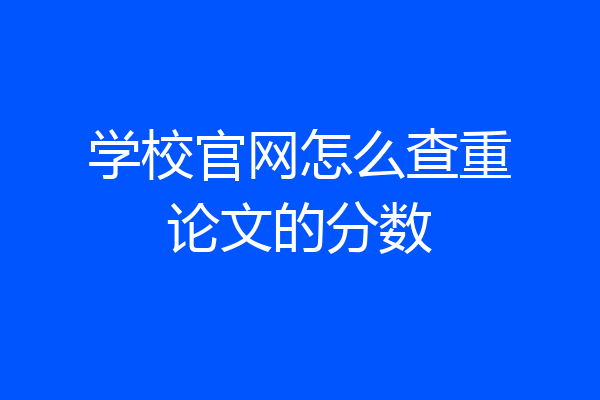 学校官网怎么查重论文的分数