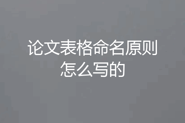 论文表格命名原则怎么写的