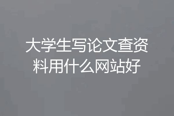 大学生写论文查资料用什么网站好