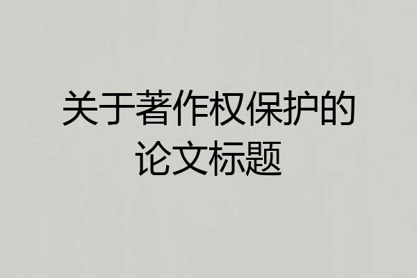关于著作权保护的论文标题