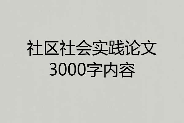 社区社会实践论文3000字内容