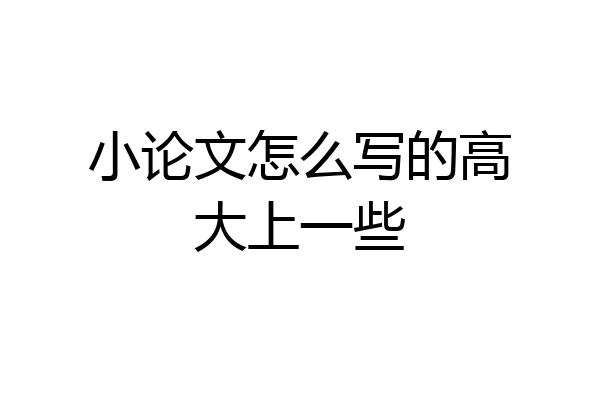 小论文怎么写的高大上一些