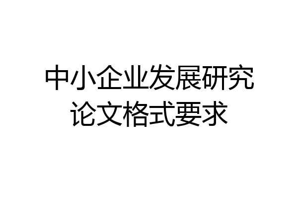 中小企业发展研究论文格式要求