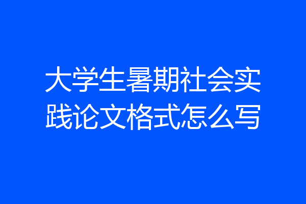 大学生暑期社会实践论文格式怎么写