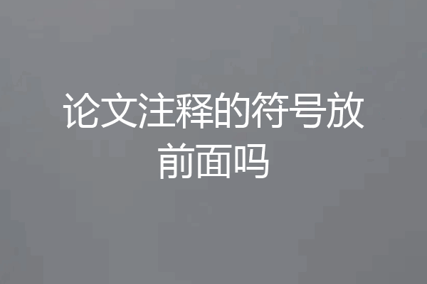 论文注释的符号放前面吗