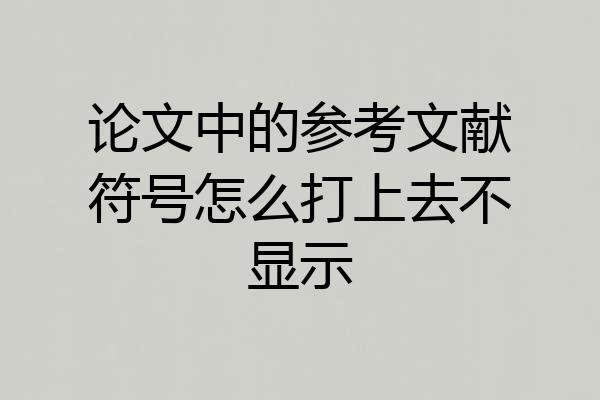 论文中的参考文献符号怎么打上去不显示
