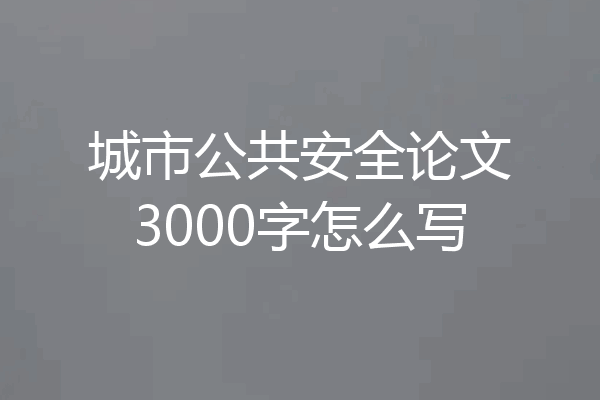 城市公共安全论文3000字怎么写