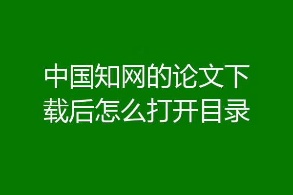 中国知网的论文下载后怎么打开目录