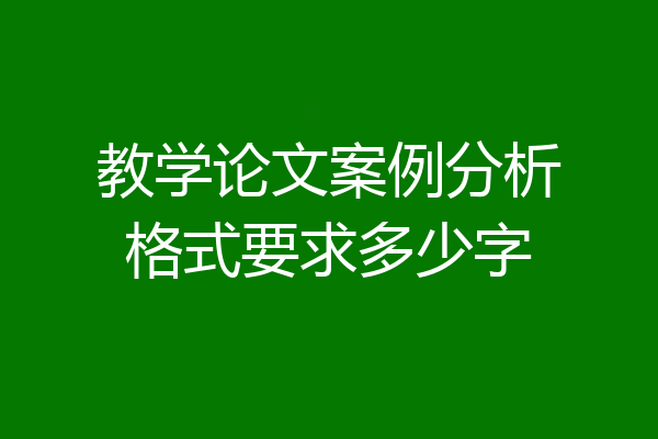 教学论文案例分析格式要求多少字