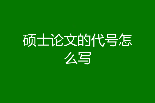 硕士论文的代号怎么写