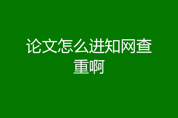 论文怎么进知网查重啊